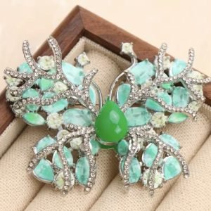 Green butterfly brooch