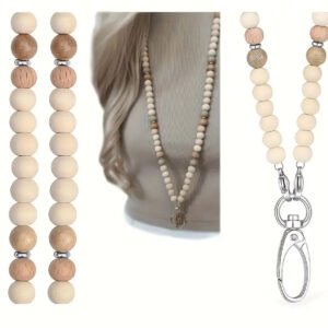 Wooden bead lanyard