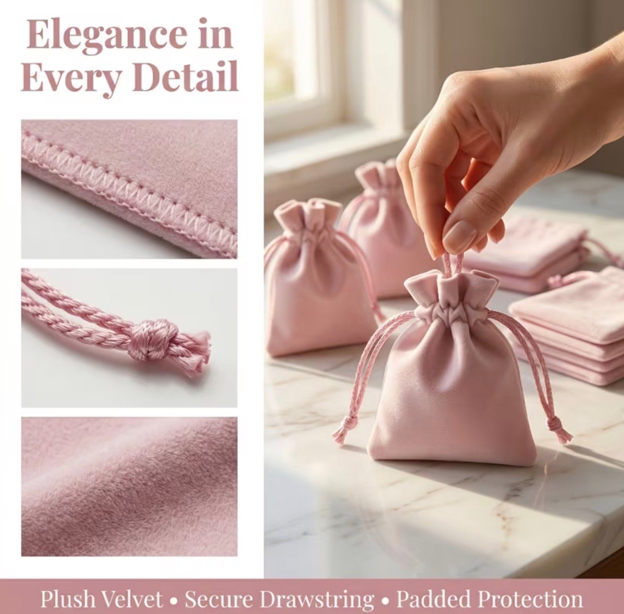 Velvet bags-pink - Image 1